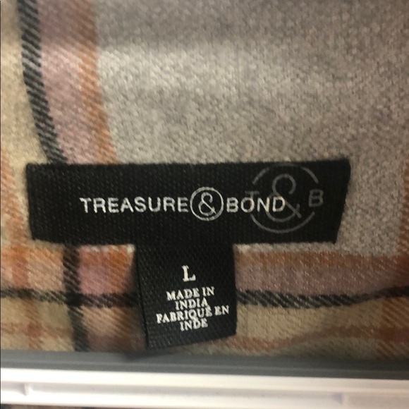 Treasure & Bond Gray and Yellow Casual Button Down Shirt - Picture 3 of 6